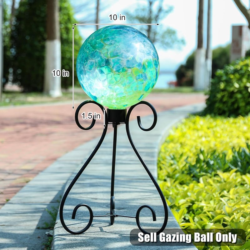 VCUTEKA Gazing Ball, Glass Gazing Balls Sphere for Garden Lawn Outdoor Ornament Yard Decorative, Blue Swirl, 10" - Image 4